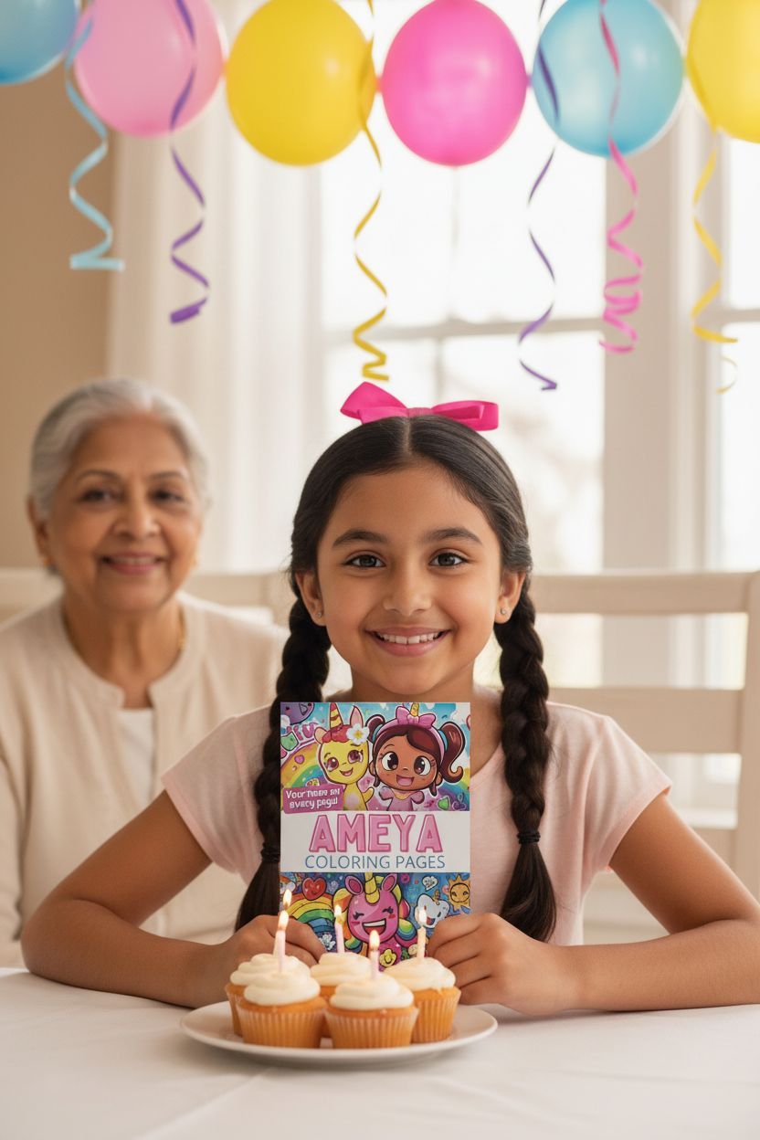 Ameya coloring book in use