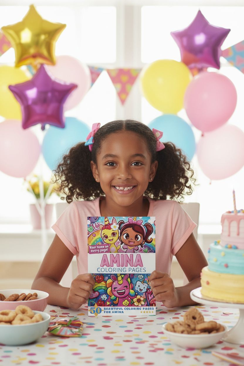 Amina coloring book in use