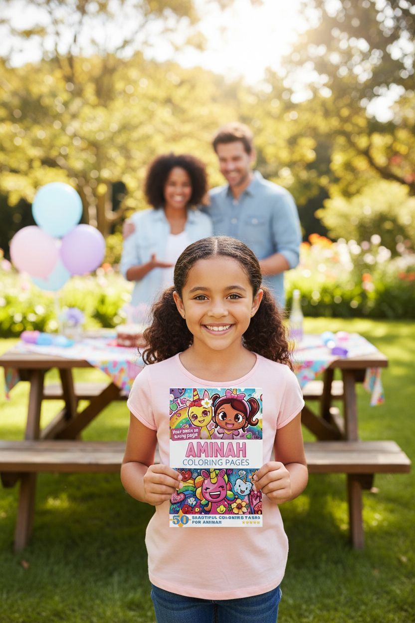 Aminah coloring book in use