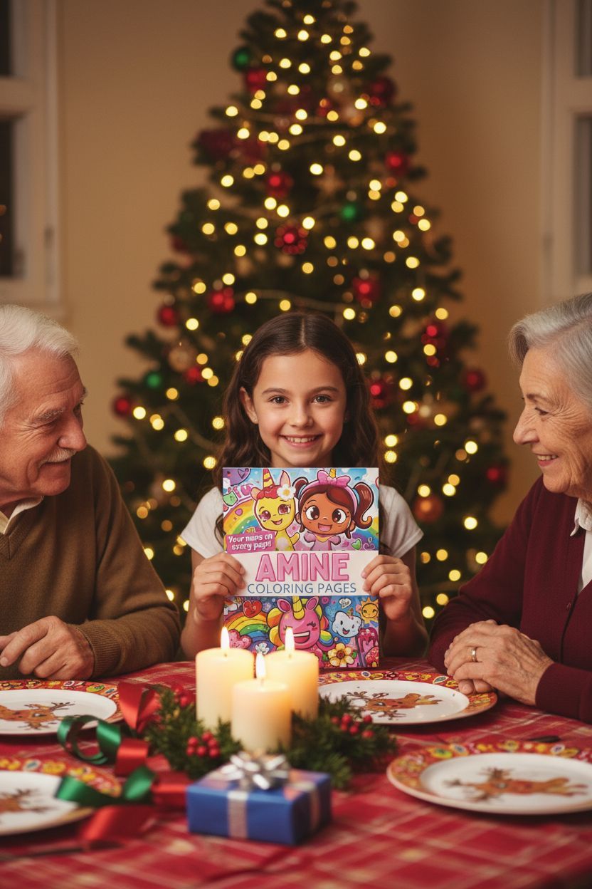 Amine Christmas coloring pages gift
