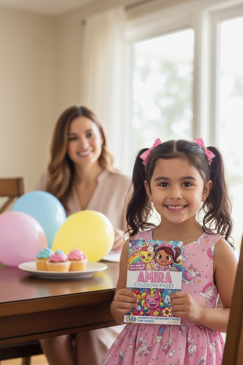 Amira coloring book in use