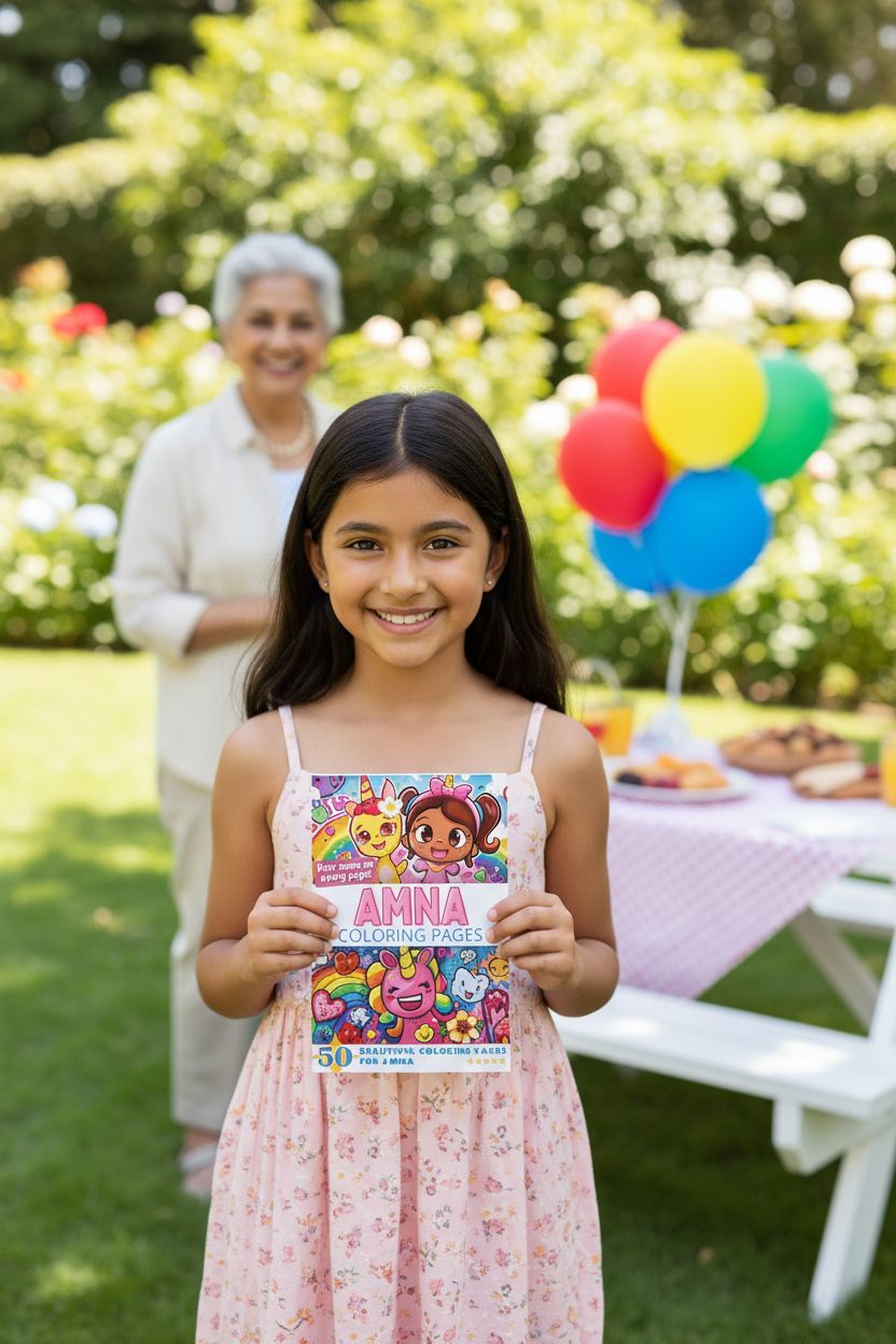 Amna coloring book in use