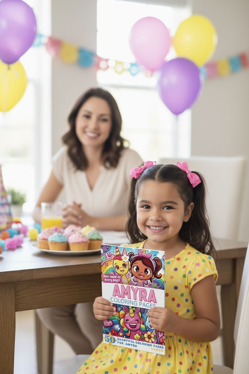 Amyra coloring book in use