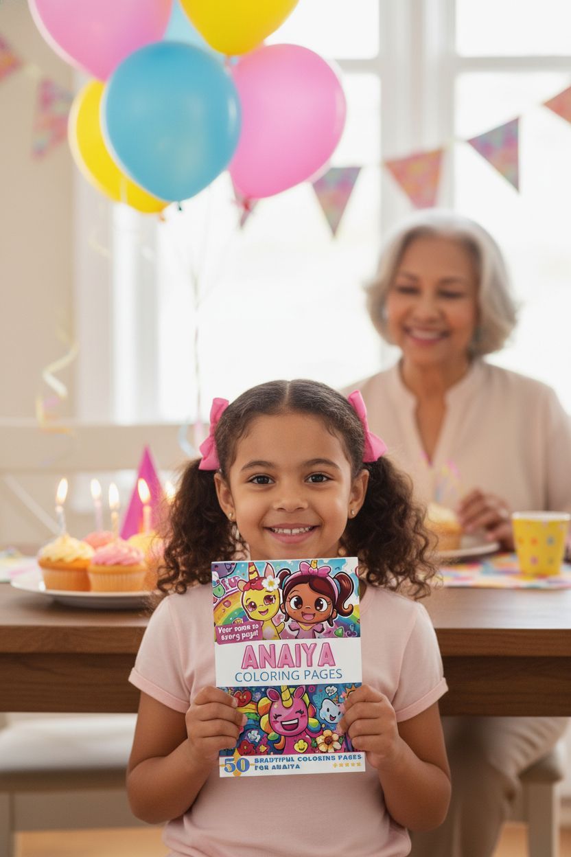 Anaiya coloring book in use