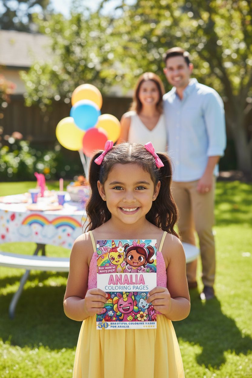 Analia coloring book in use