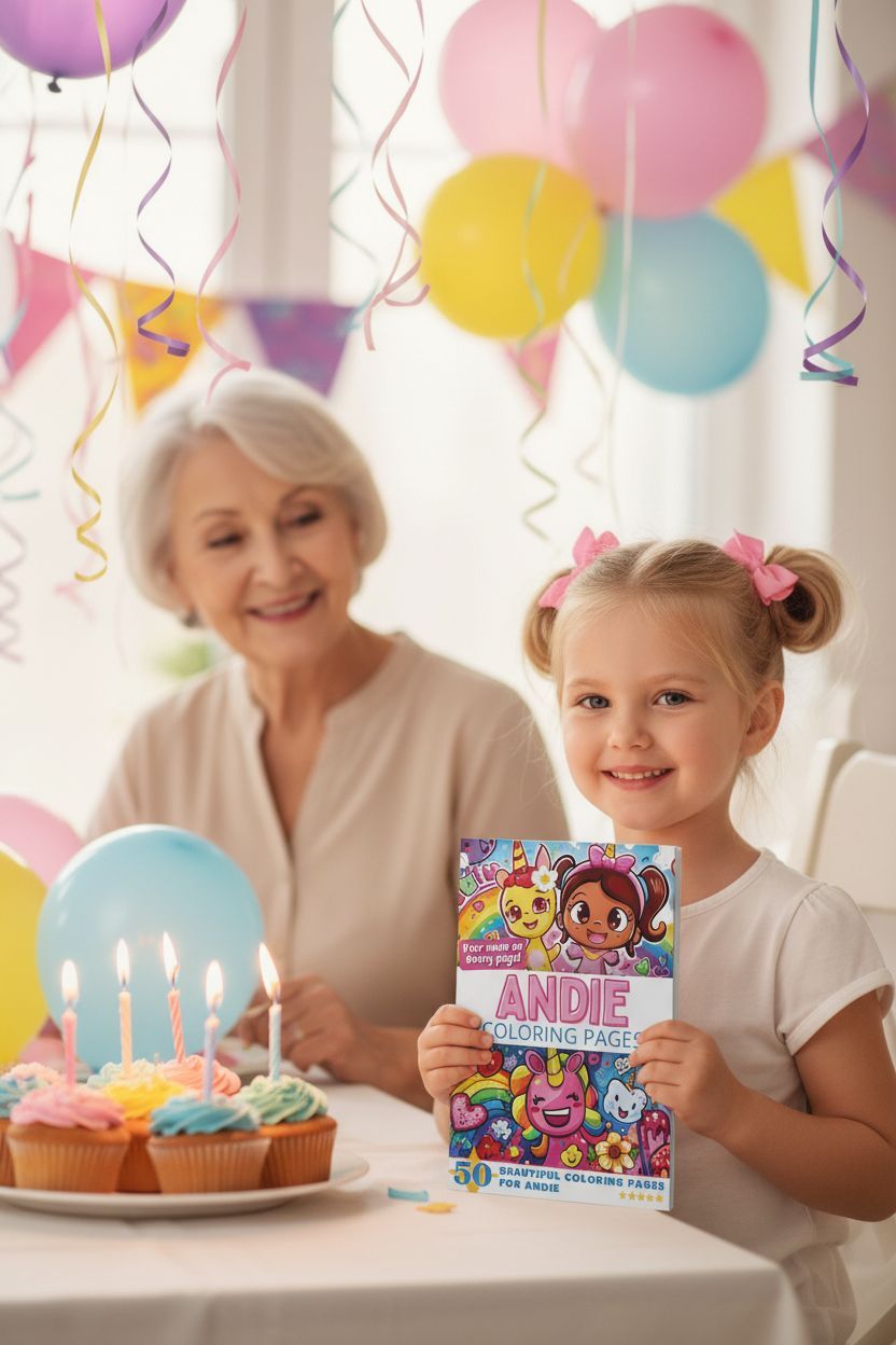 Andie coloring book in use