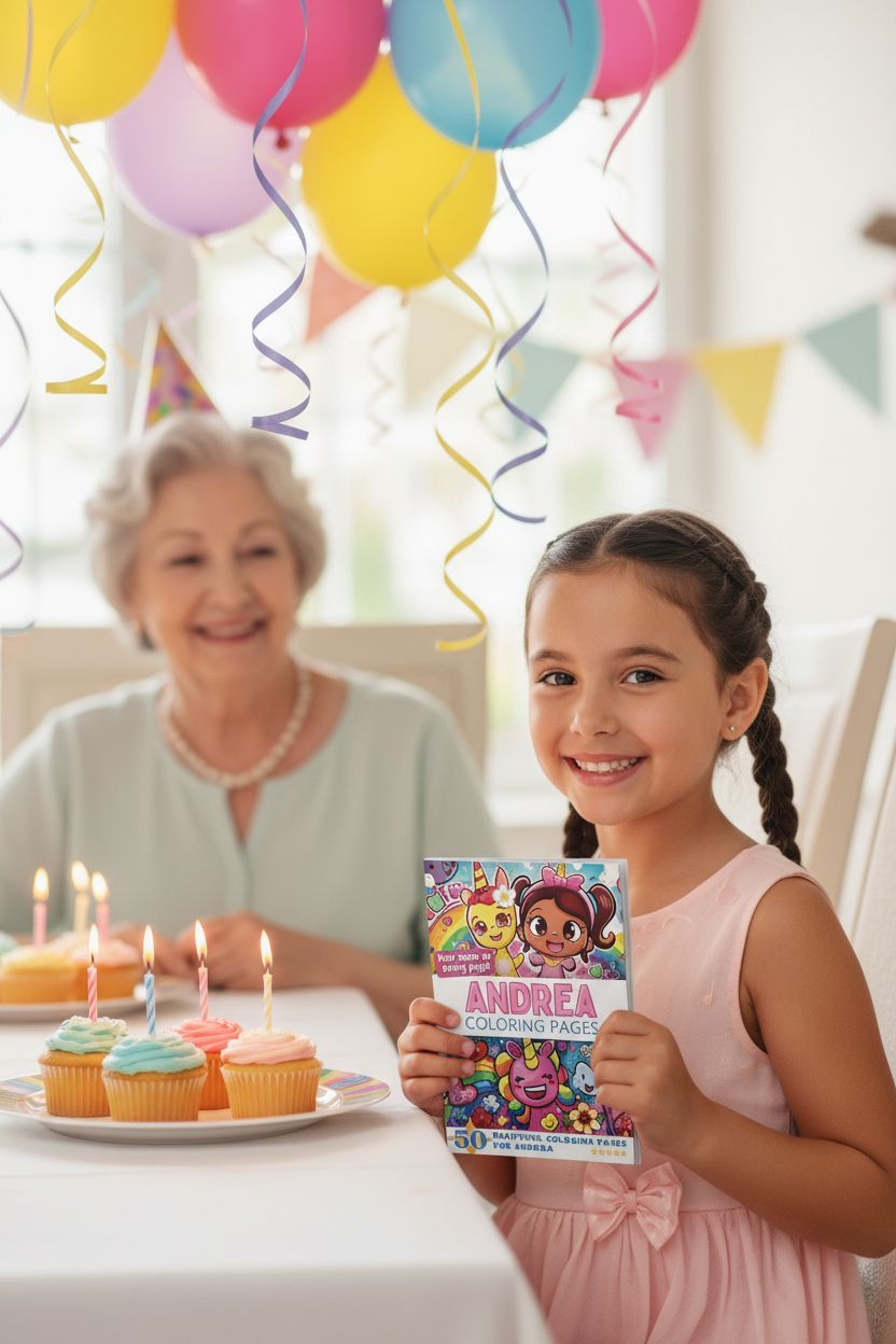 Andrea coloring book in use