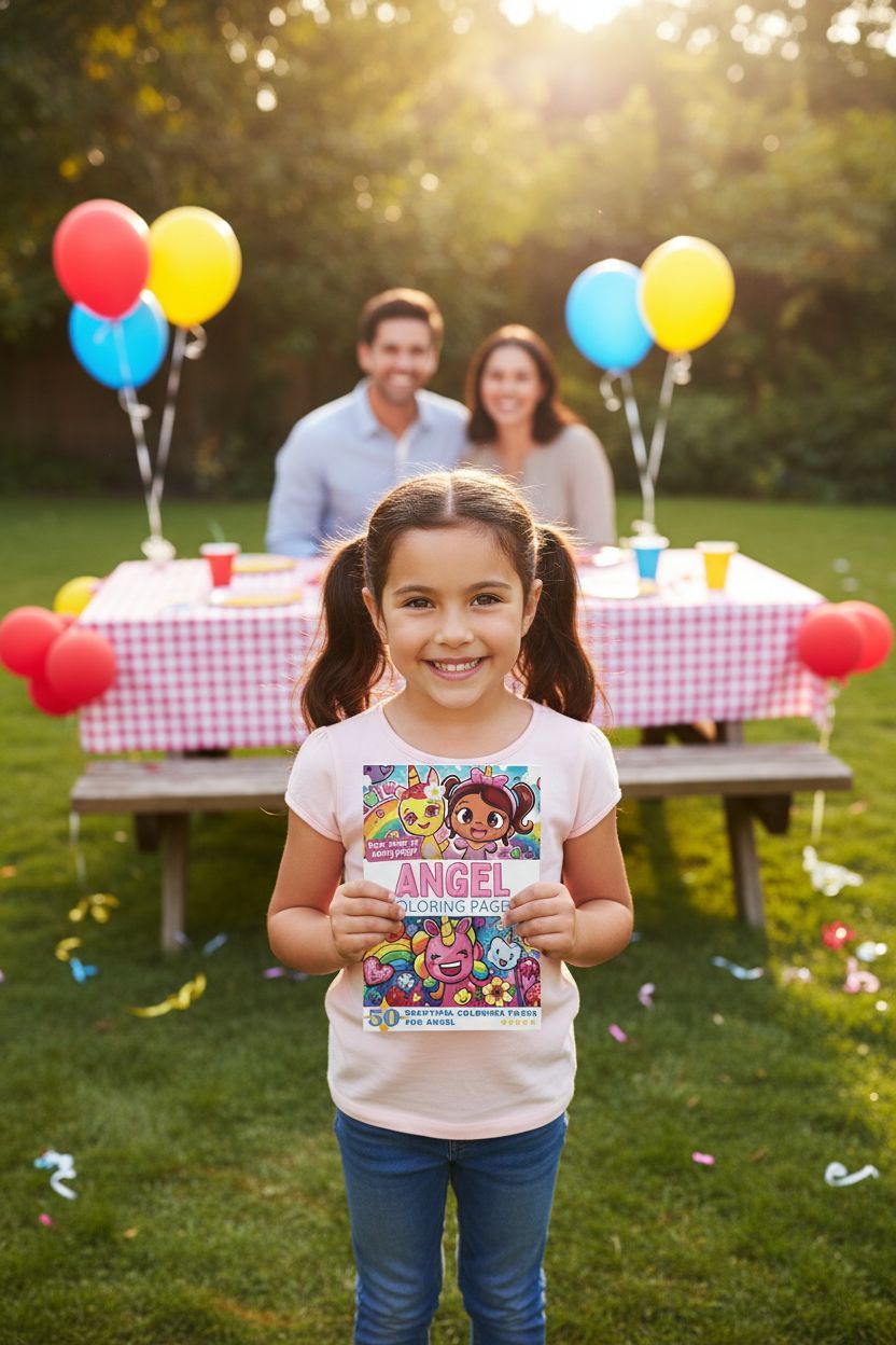 Angel coloring book in use