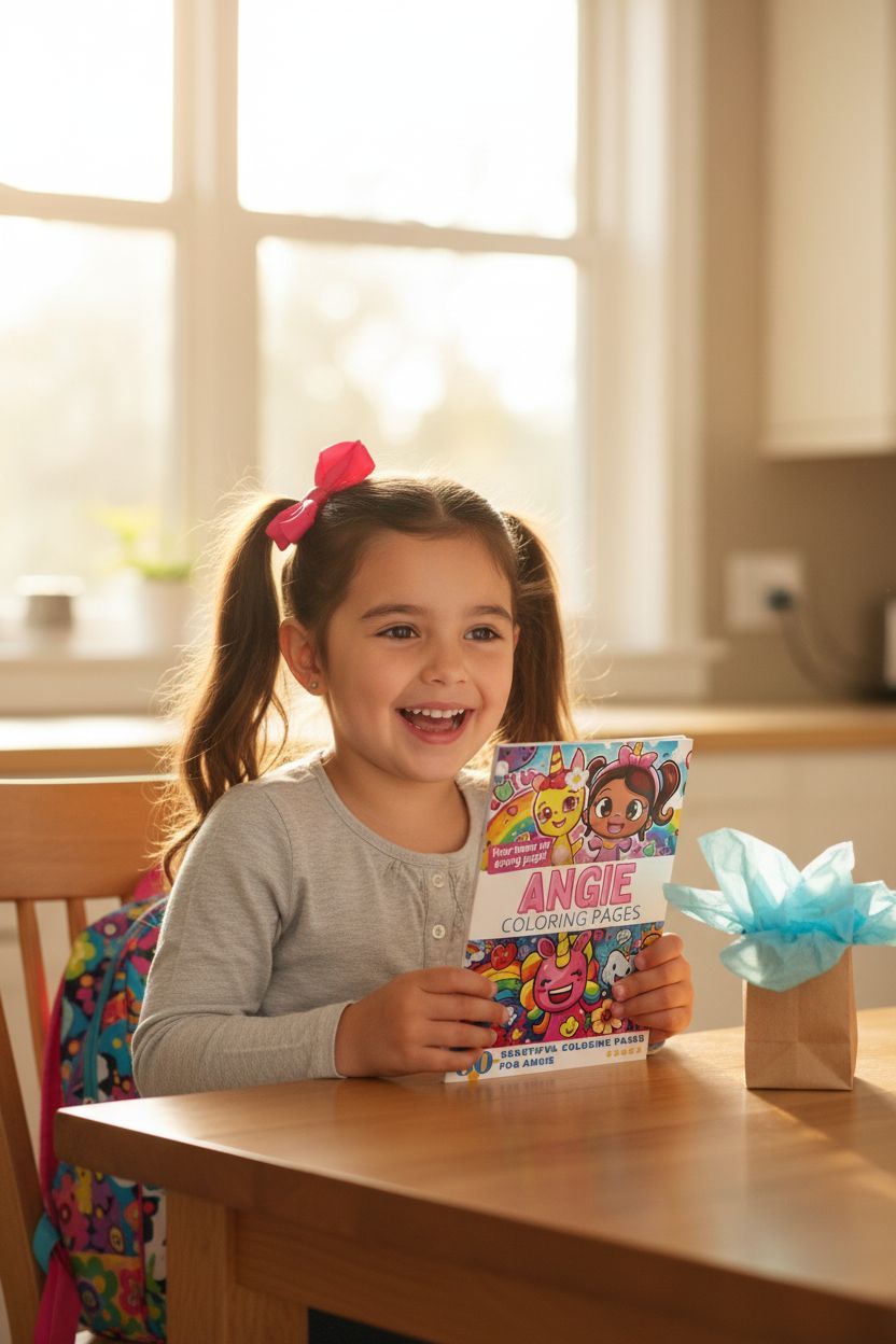 Angie coloring book in use