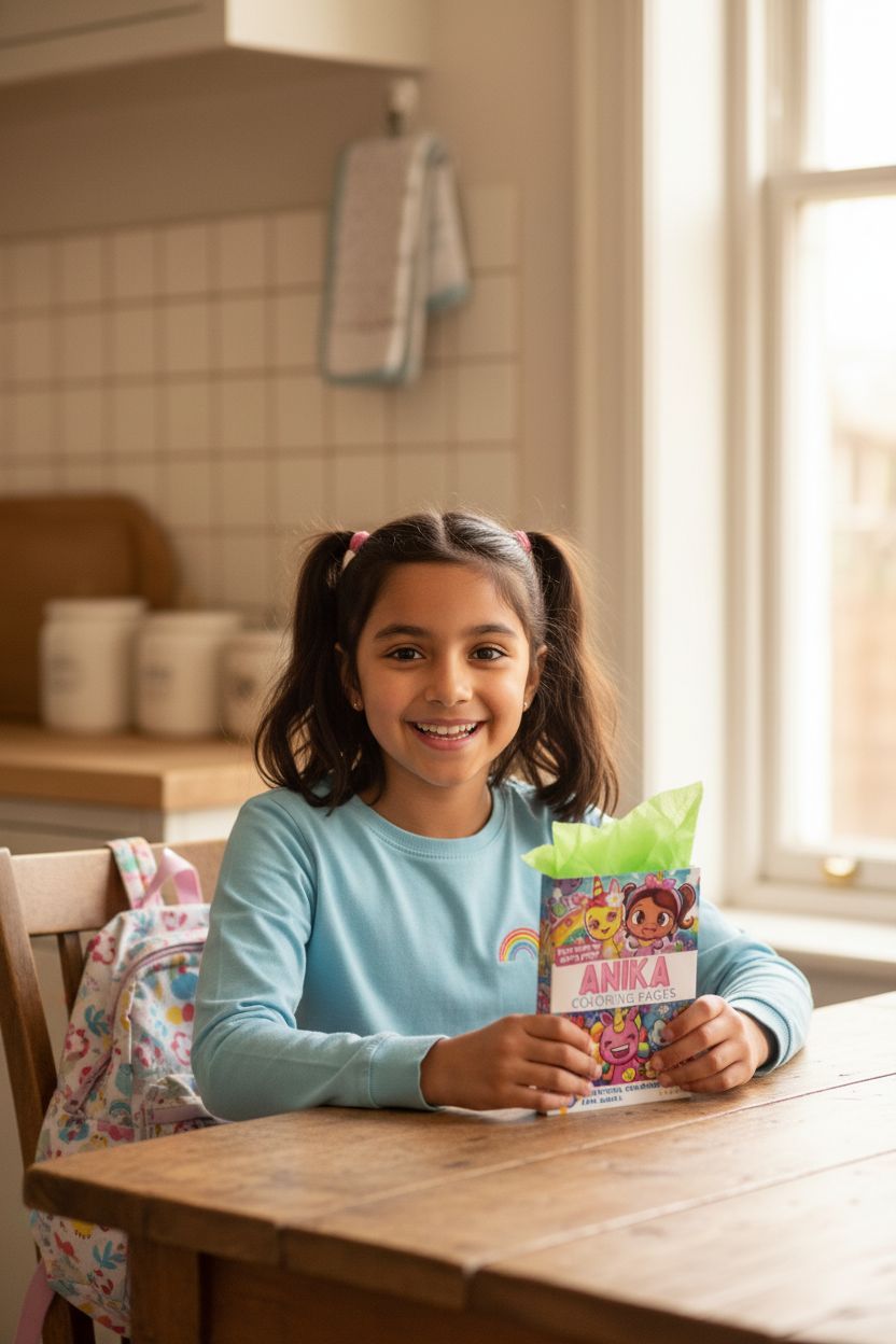 Anika coloring book in use