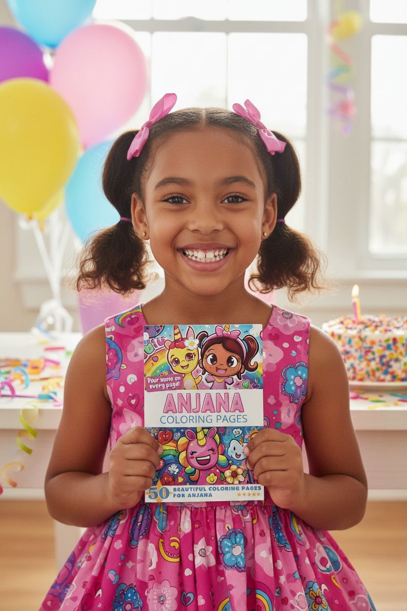 Anjana coloring book in use