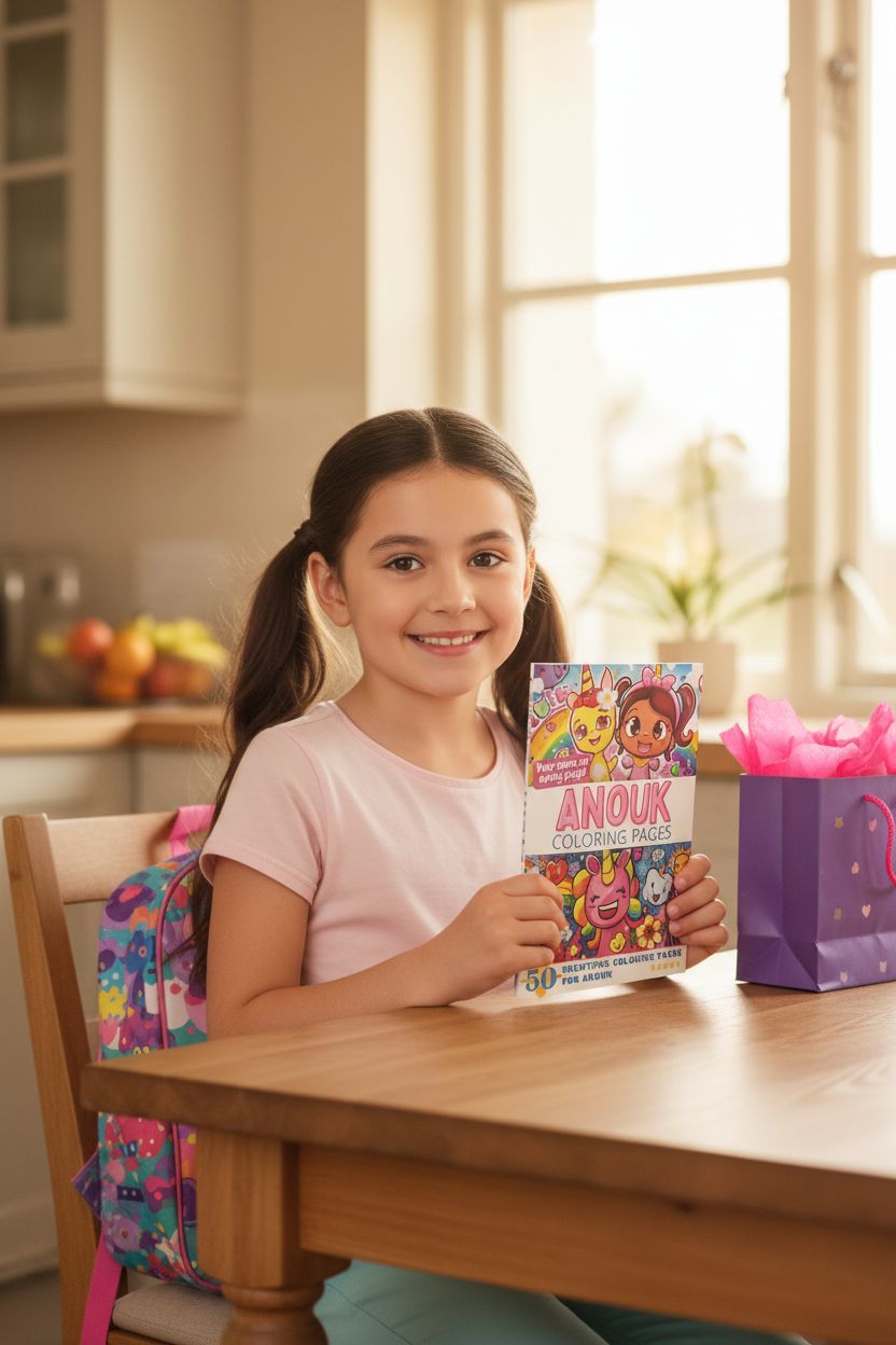 Anouk coloring book in use