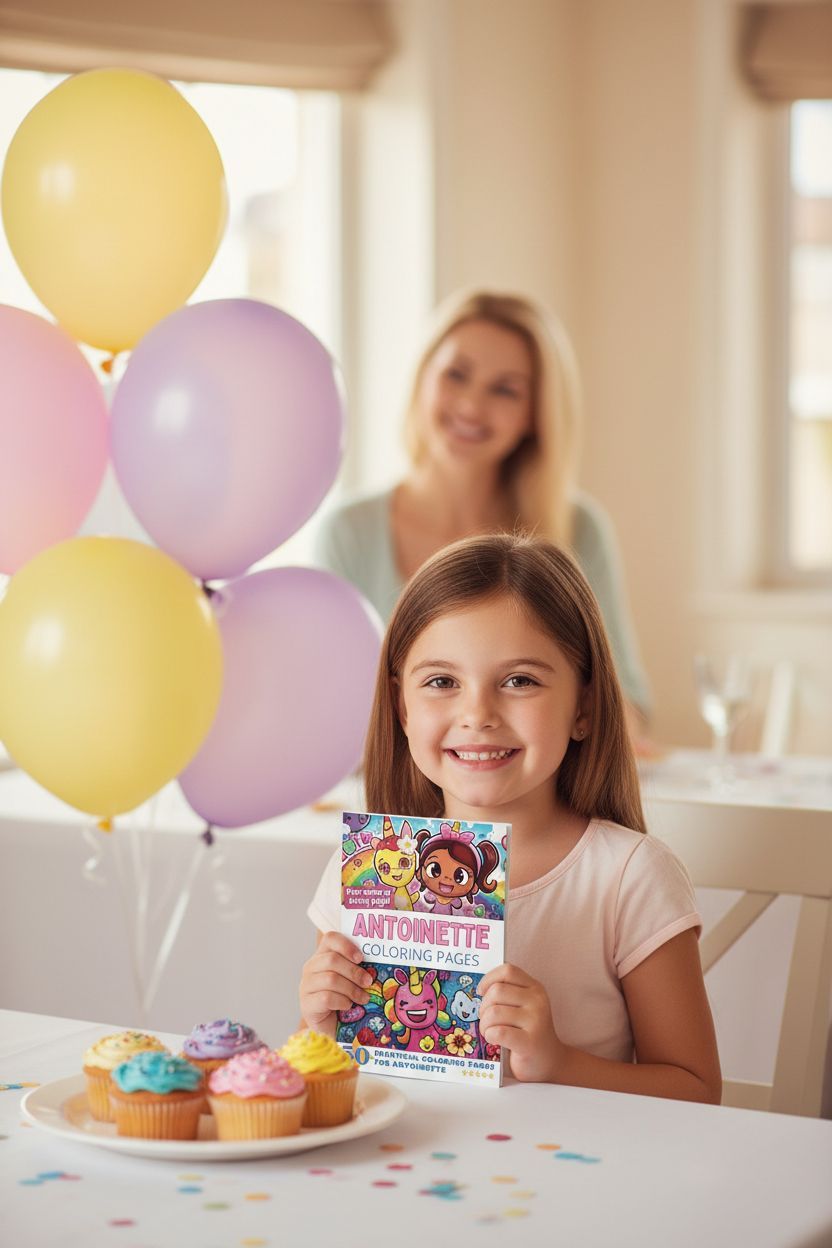 Antoinette coloring book in use