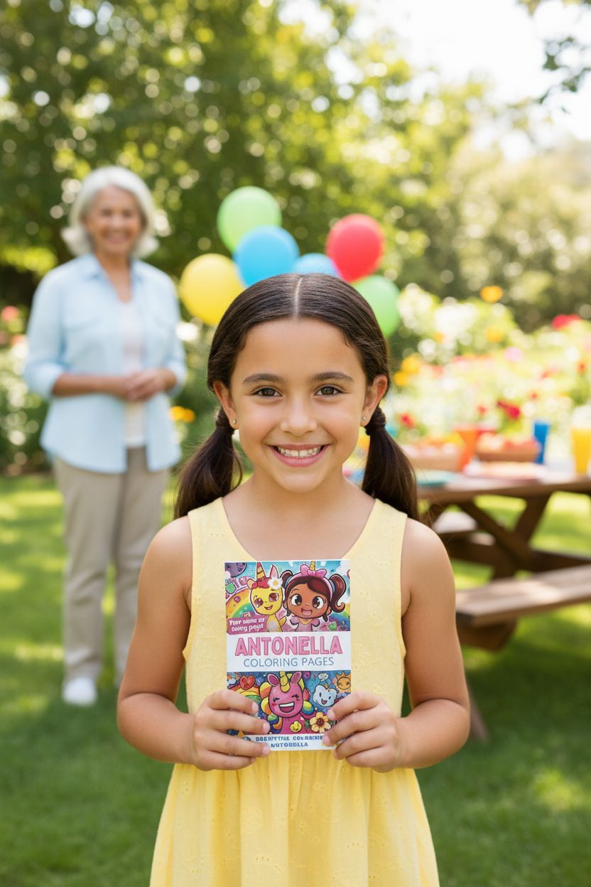 Antonella coloring book in use