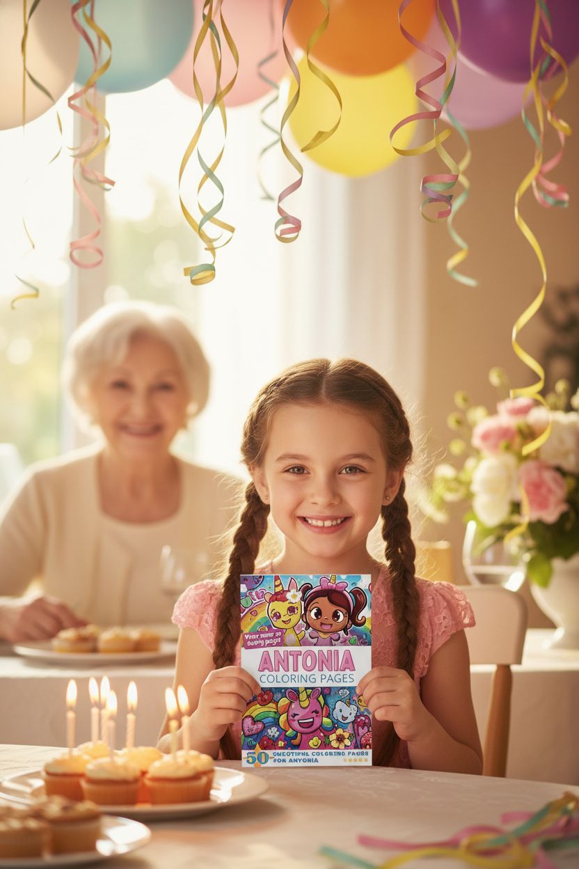 Antonia coloring book in use