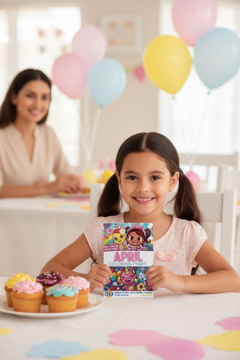 April coloring book in use