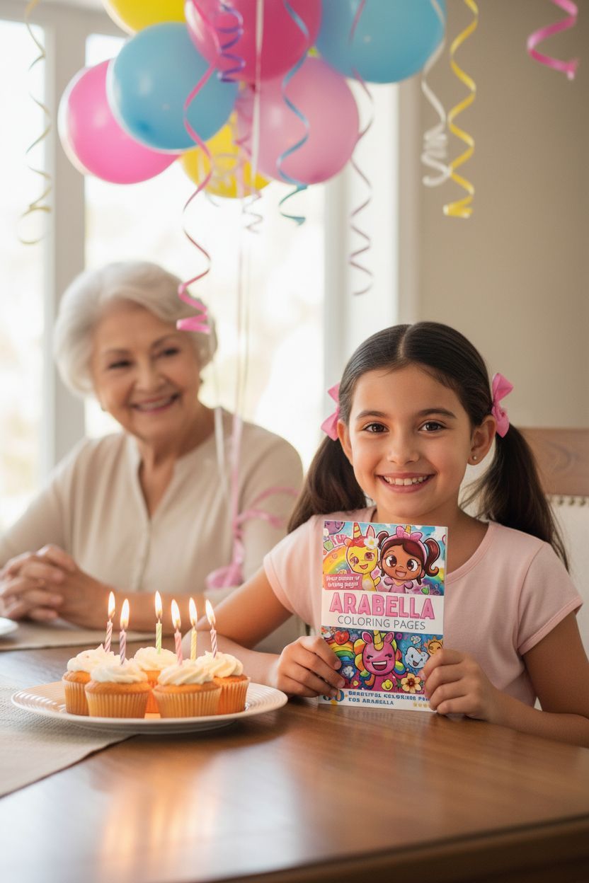 Arabella coloring book in use