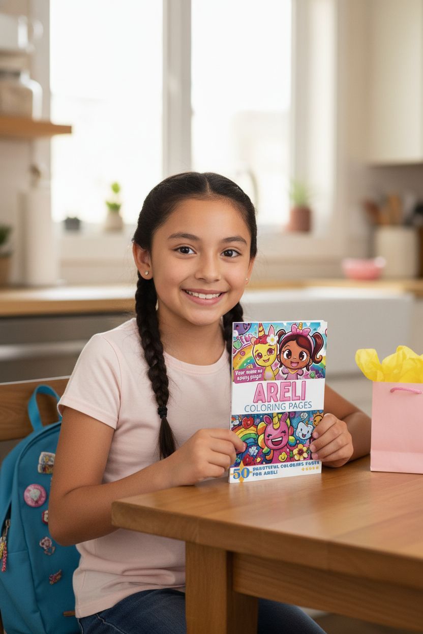 Areli coloring book in use