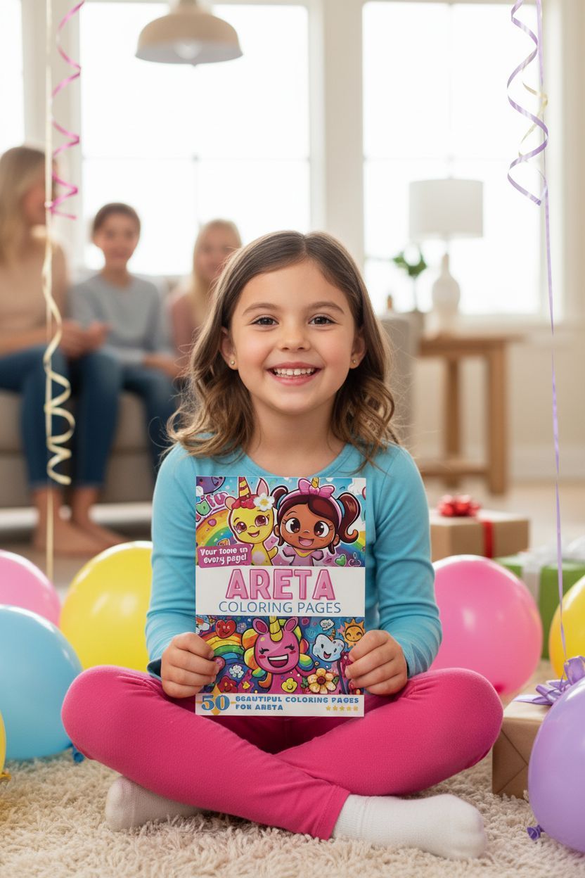 Areta coloring book in use