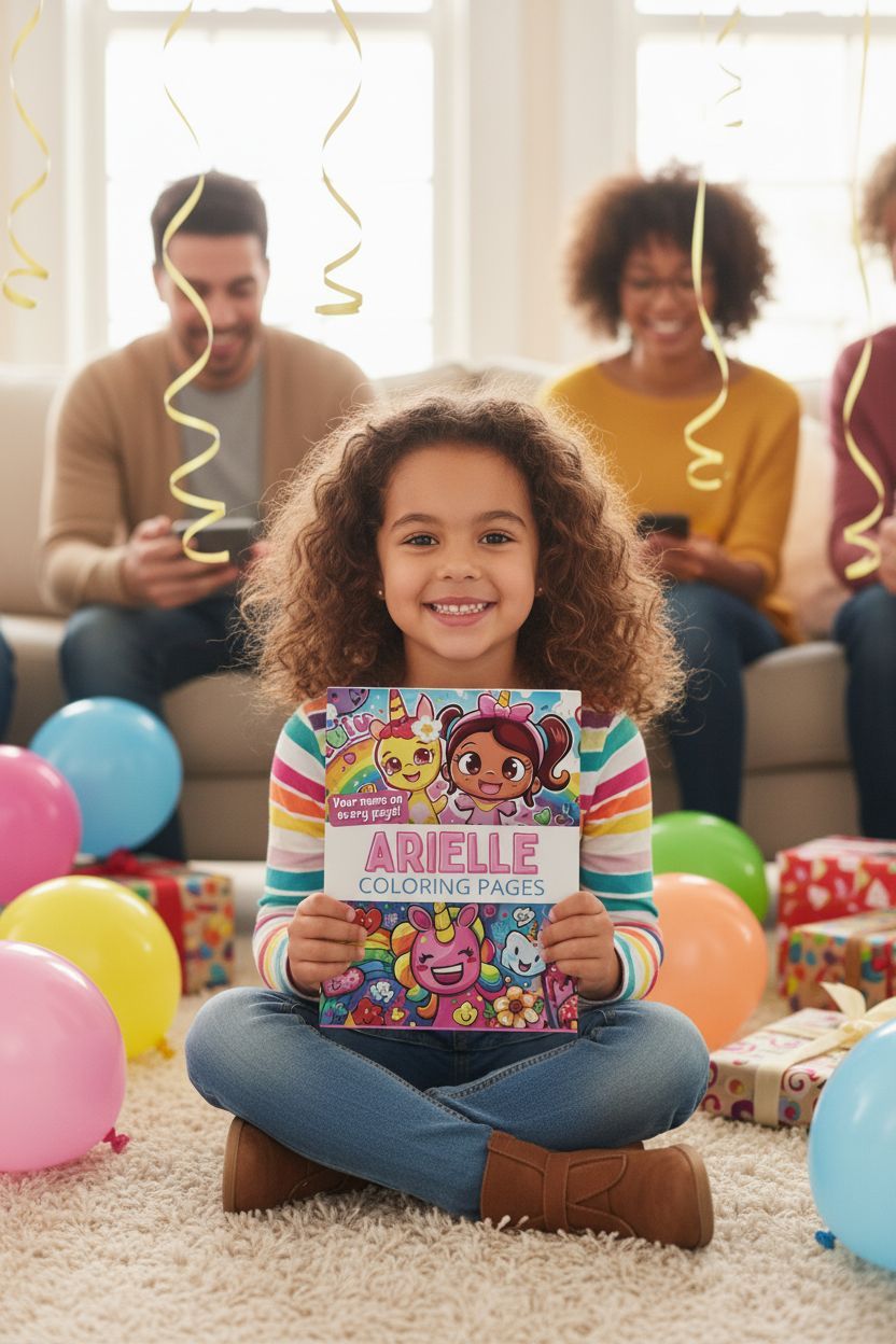 Arielle coloring book in use