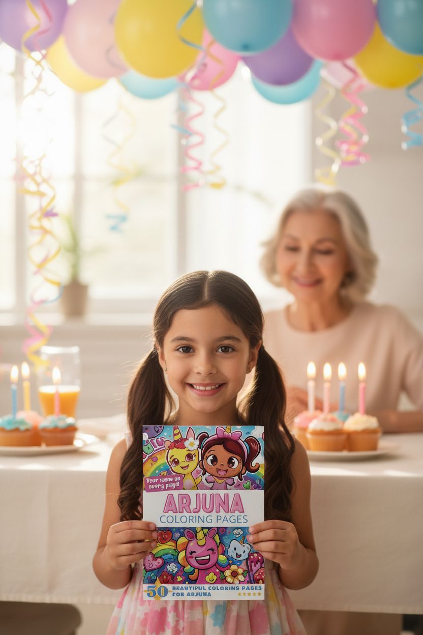 Arjuna coloring book in use