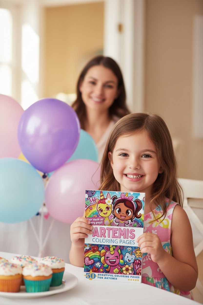 Artemis coloring book in use