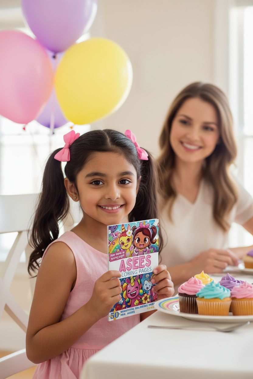 Asees coloring book in use