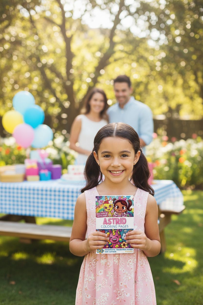 Astrid coloring book in use