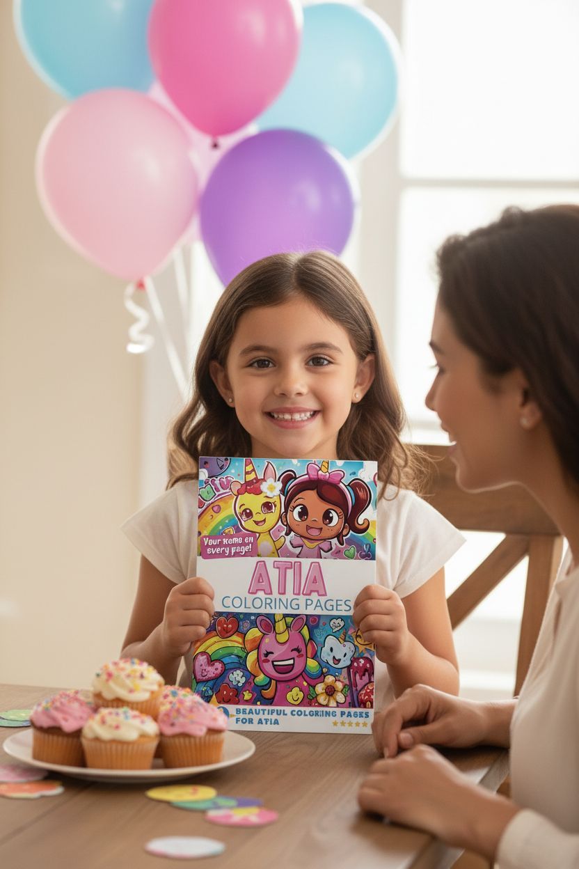 Atia coloring book in use