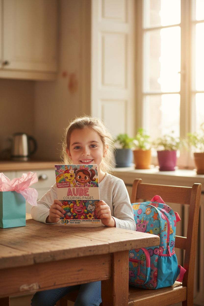 Aube coloring book in use