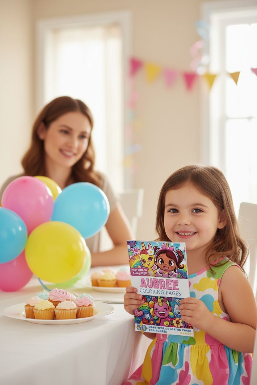 Aubree coloring book in use