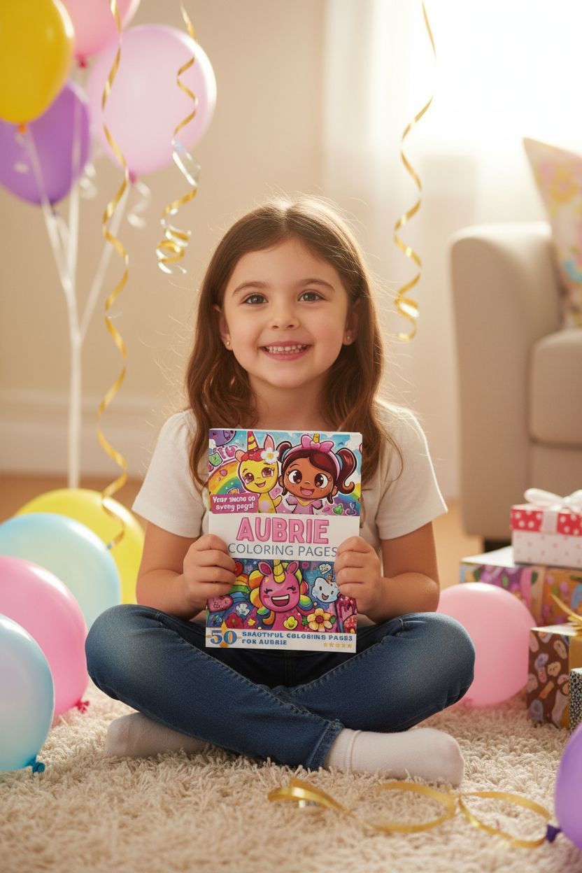 Aubrie coloring book in use