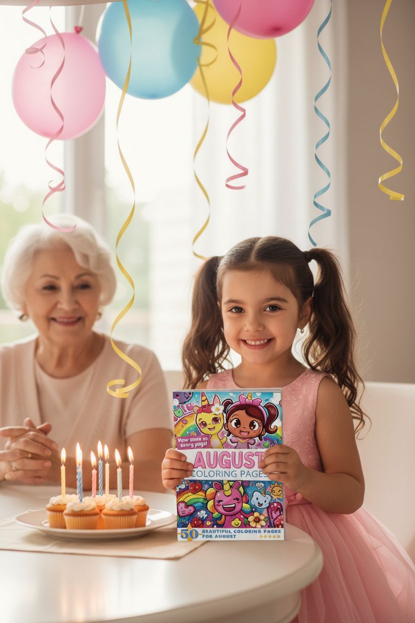 August coloring book in use