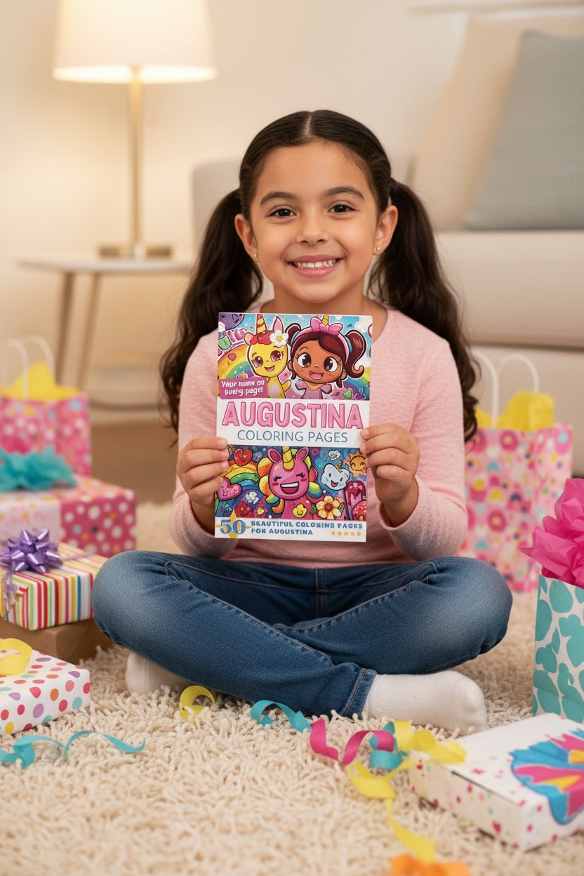 Augustina coloring book in use