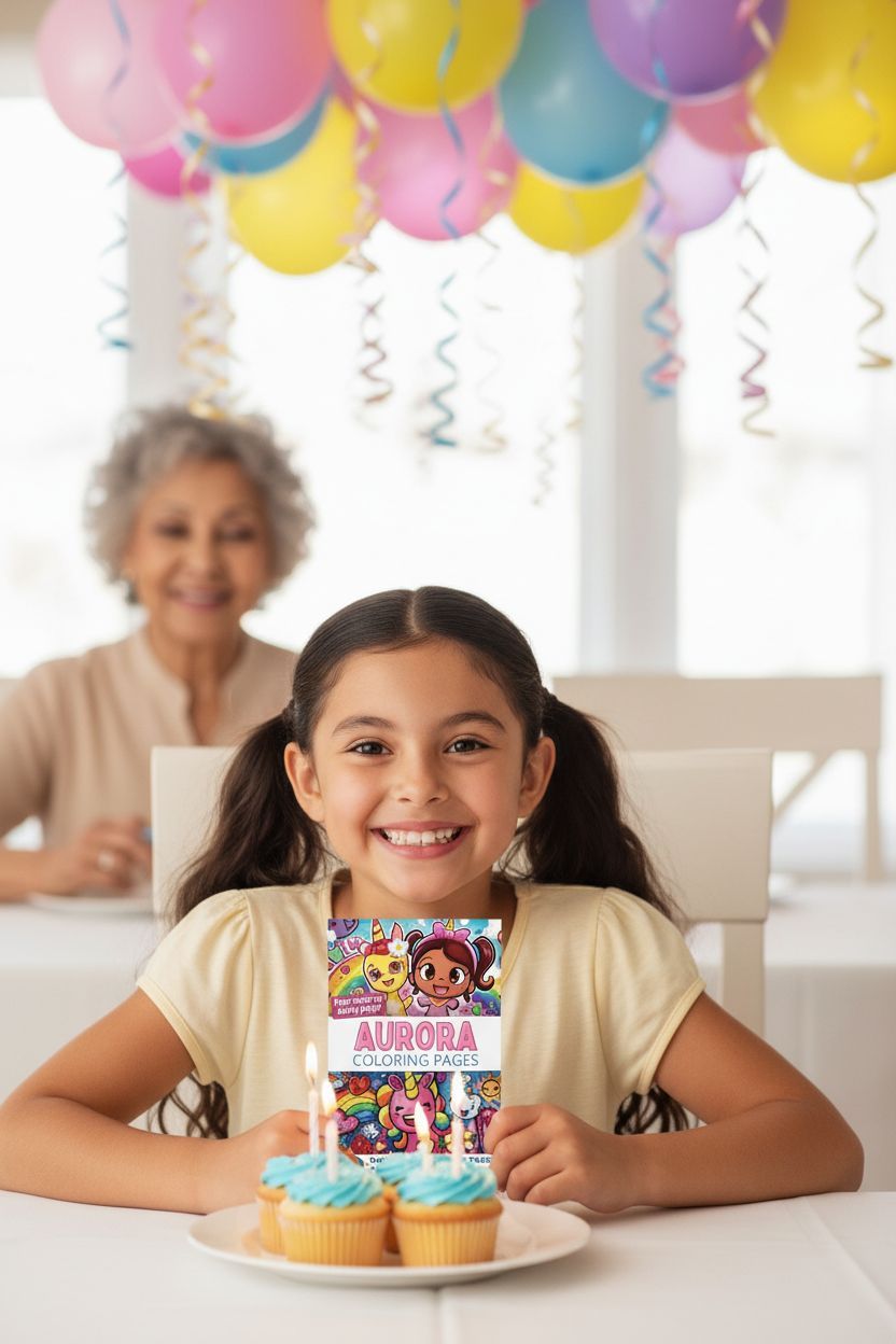 Aurora coloring book in use