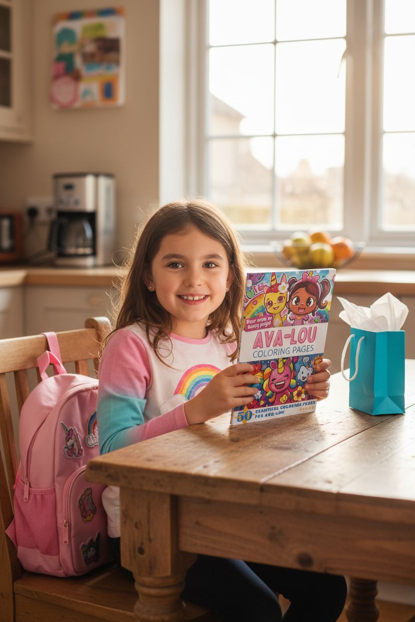Ava-Lou coloring book in use