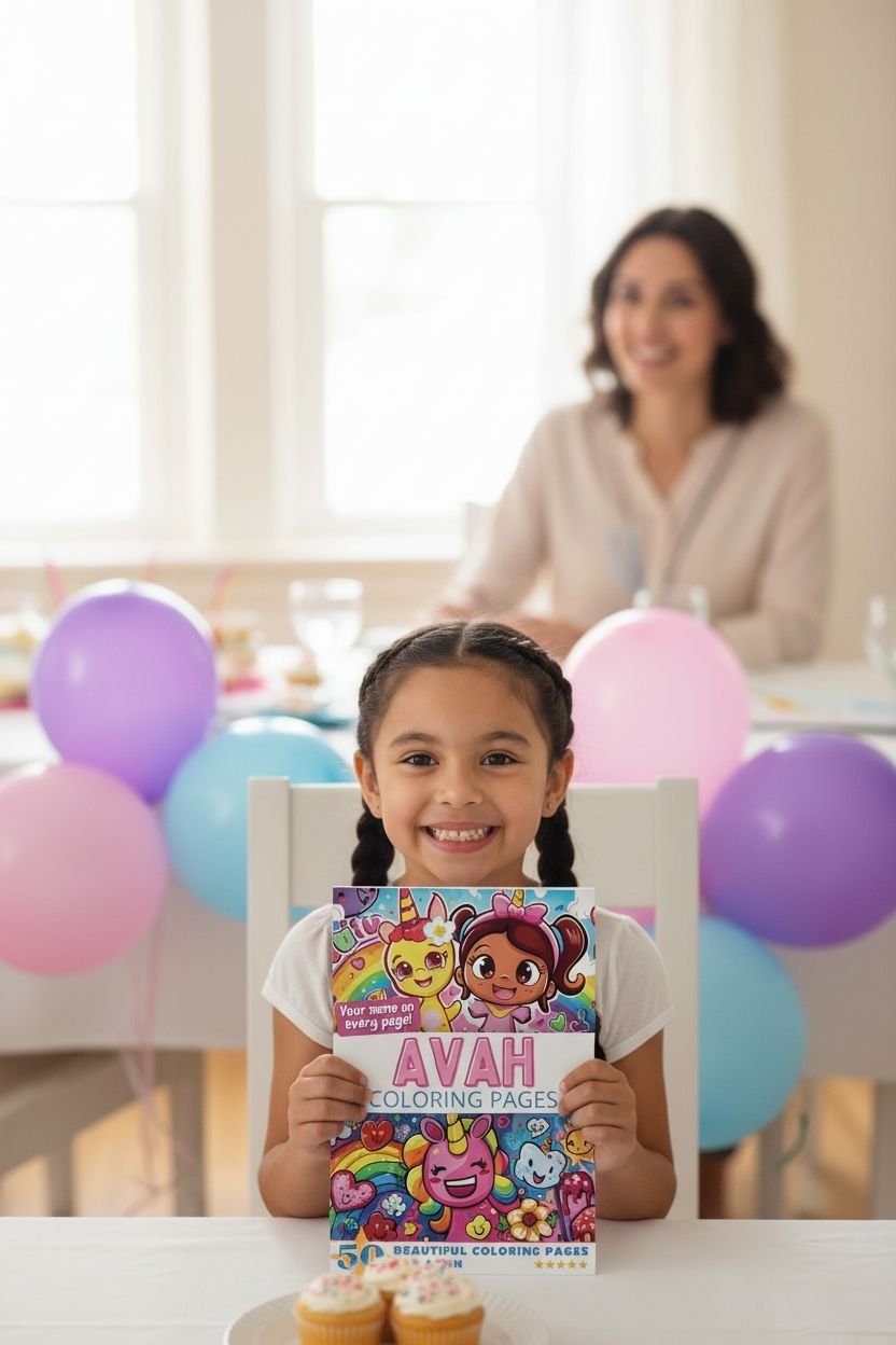 Avah coloring book in use