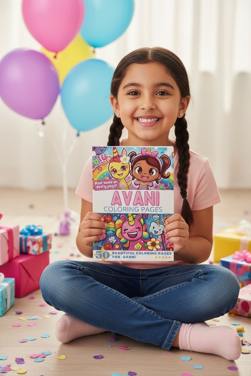 Avani coloring book in use