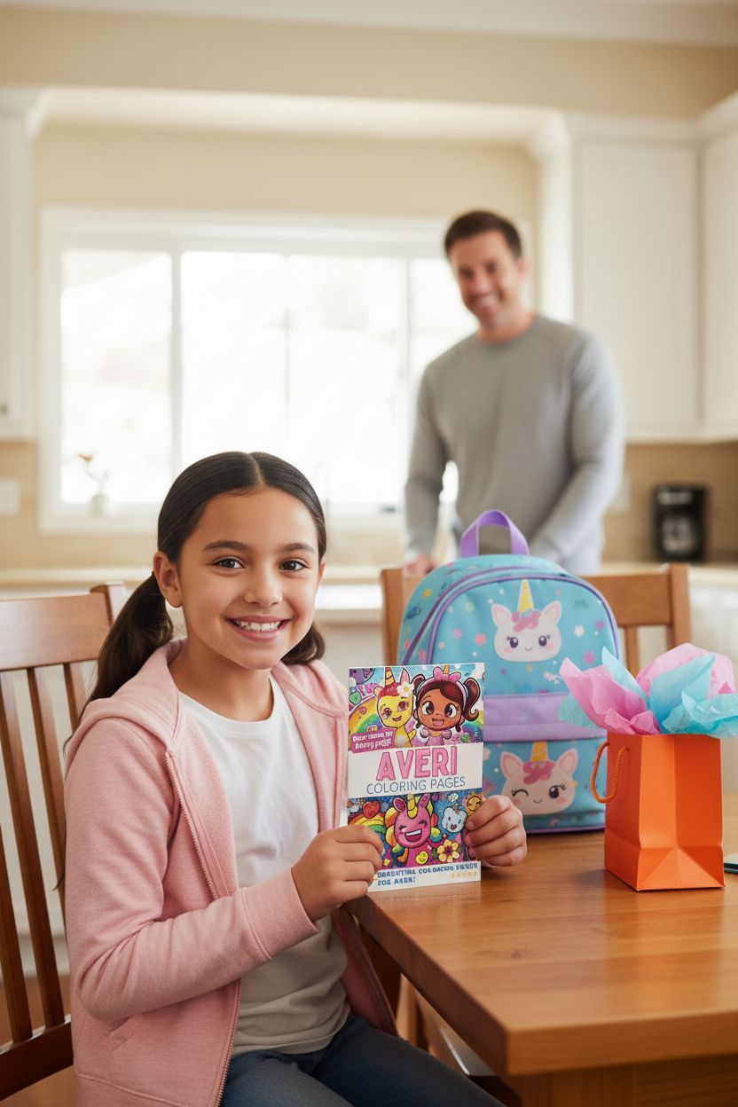 Averi coloring book in use