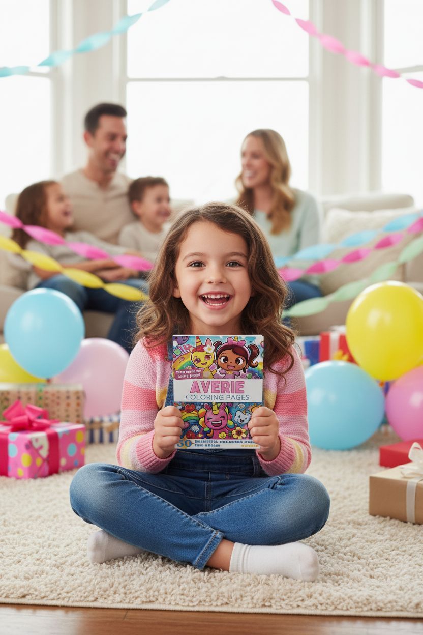 Averie coloring book in use