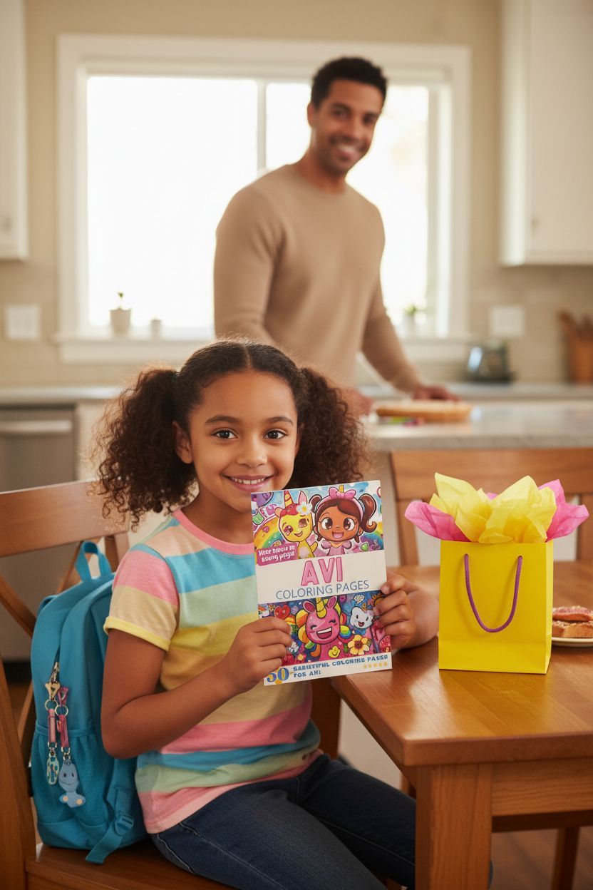 Avi coloring book in use