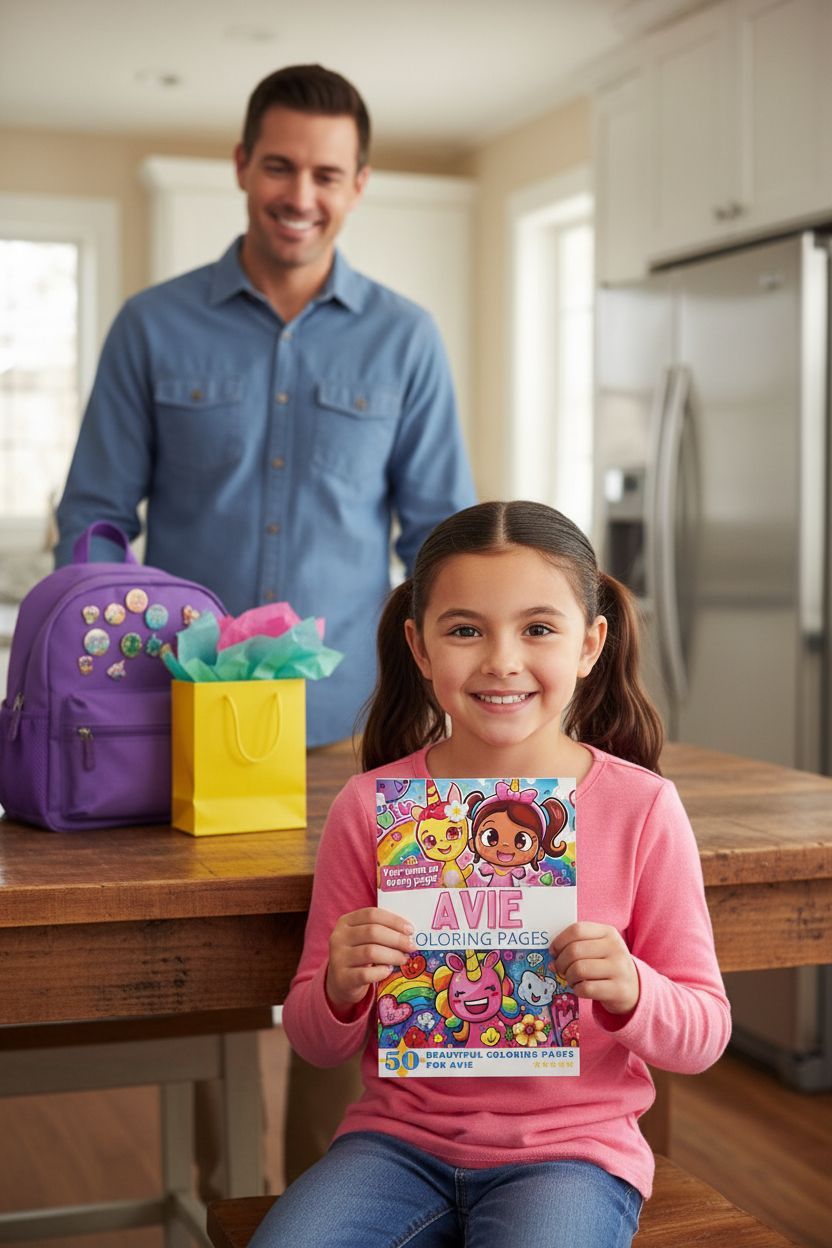 Avie coloring book in use