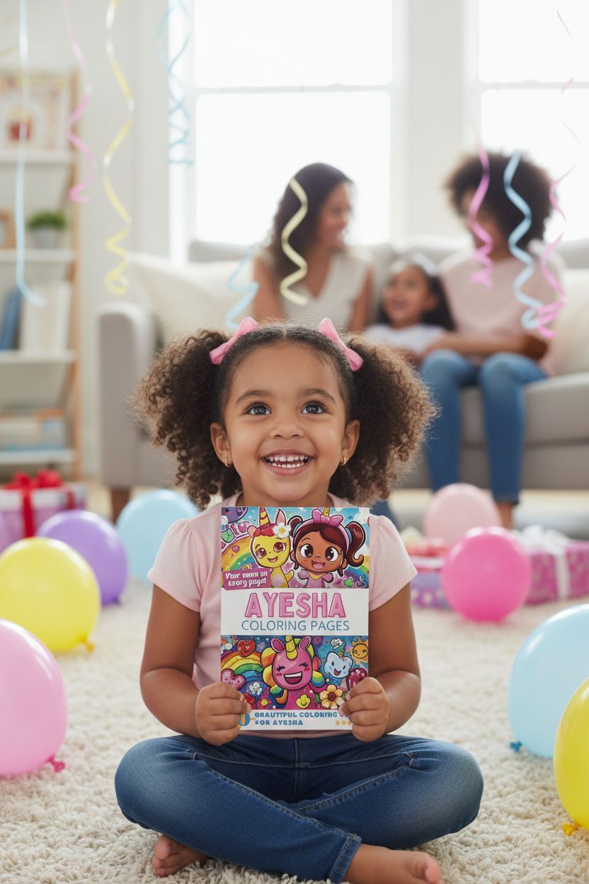 Ayesha coloring book in use