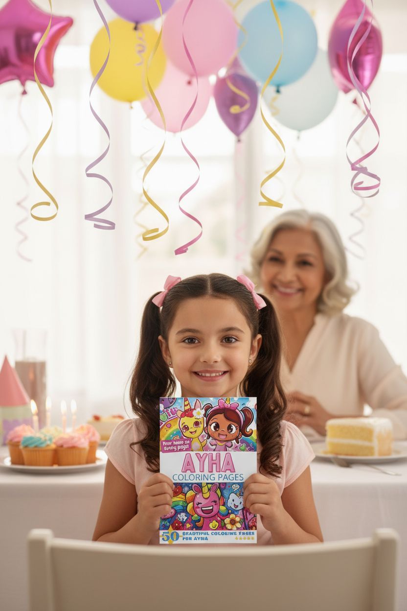 Ayha coloring book in use