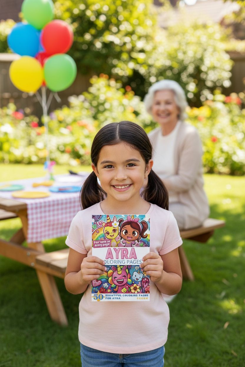 Ayra coloring book in use