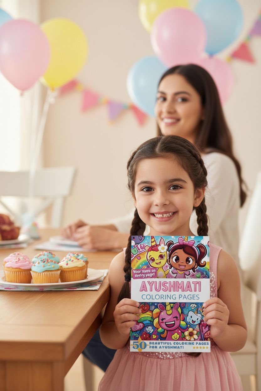 Ayushmati coloring book in use