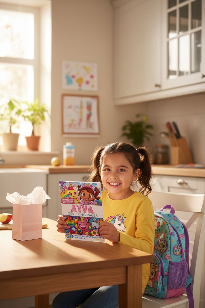 Ayva coloring book in use