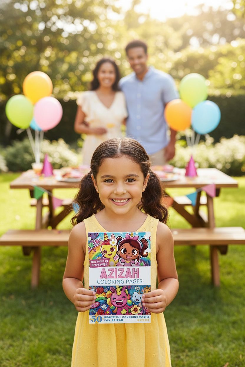 Azizah coloring book in use