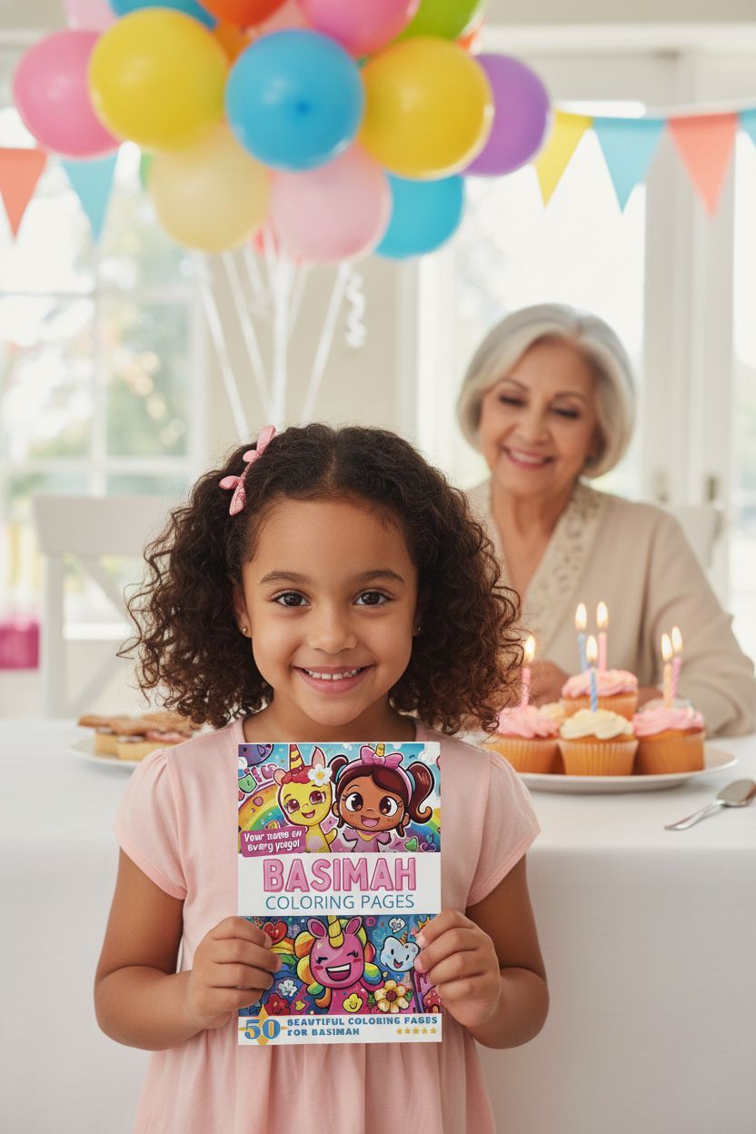 Basimah coloring book in use