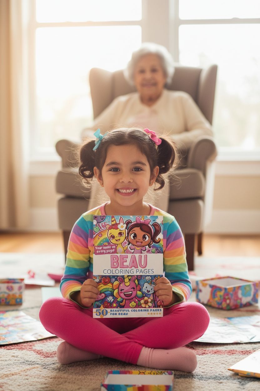 Beau coloring book in use